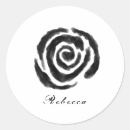 Gothic Black Inky Rose Silhouette Ronde Sticker