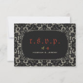Gothic Black Lace Blood Red Bone RSVP Card Kaartje (Voorkant)