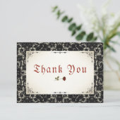 Gothic Black Lace Blood Red Rose Bedankkaart (Staand voorkant)
