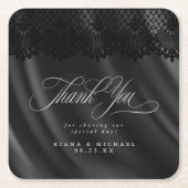 Gothic Black Lace & Satin Wedding ID866 Kartonnen Onderzetters (Voorkant)