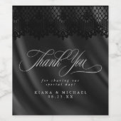 Gothic Black Lace & Satin Wedding ID866 Wijn Etiket (Enkel label)