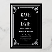 Gothic Black Lijst Dark Aesthetic Silver Real Folie Uitnodiging (Voorkant)