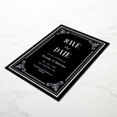 Gothic Black Lijst Dark Aesthetic Silver Real Folie Uitnodiging (Gedraaid)