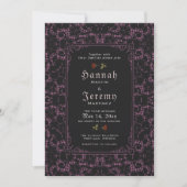 Gothic Black Magenta Lace Roos Invitation Kaart (Voorkant)
