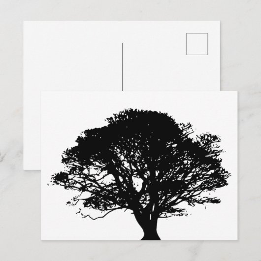 Gothic Black Oak Tree Silhouette Fine Art Drawing Briefkaart (Voorkant / Achterkant)