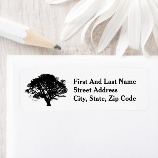 Gothic Black Oak Tree Silhouette Fine Art Drawing Etiket (Insitu)
