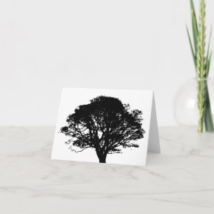Gothic Black Oak Tree Silhouette Fine Art Drawing Kaart