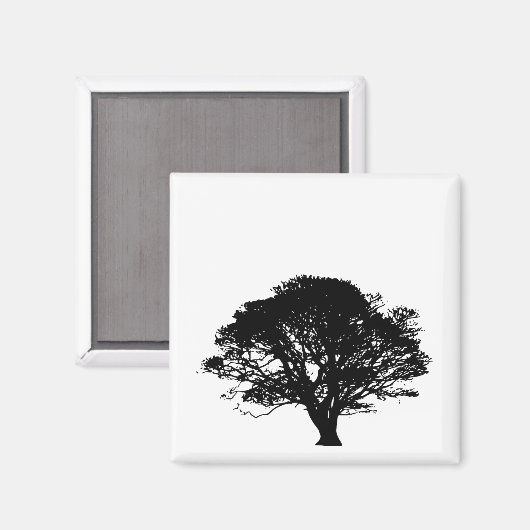 Gothic Black Oak Tree Silhouette Fine Art Drawing Magneet (Voorkant / Achterkant)