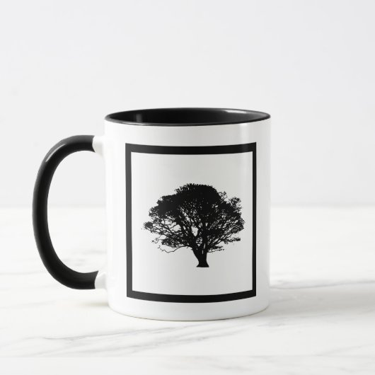 Gothic Black Oak Tree Silhouette Fine Art Drawing Mok (Links)