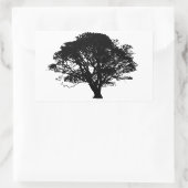 Gothic Black Oak Tree Silhouette Fine Art Drawing Rechthoekige Sticker (Tas)