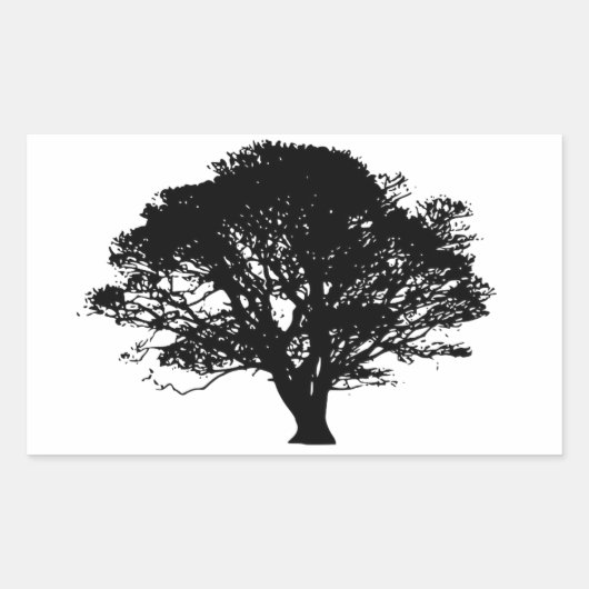 Gothic Black Oak Tree Silhouette Fine Art Drawing Rechthoekige Sticker (Voorkant)