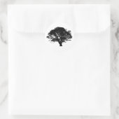 Gothic Black Oak Tree Silhouette Fine Art Drawing Ronde Sticker (Tas)