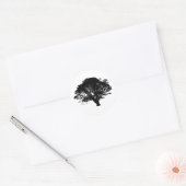 Gothic Black Oak Tree Silhouette Fine Art Drawing Ronde Sticker (Envelop)