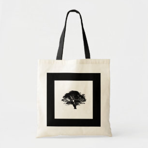 Gothic Black Oak Tree Silhouette Fine Art Drawing Tote Bag