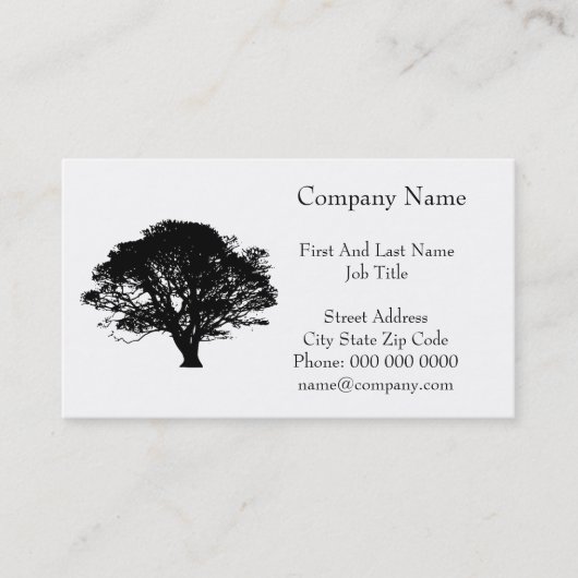 Gothic Black Oak Tree Silhouette Fine Art Drawing Visitekaartje (Voorkant)