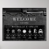 Gothic Black Order of Events Wedding Poster (Voorkant)