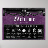 Gothic Black & Paarse Orde van Evenementen Wedding Poster (Voorkant)