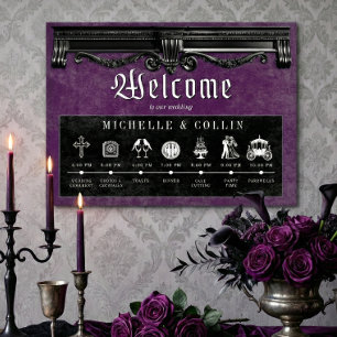 Gothic Black & Paarse Orde van Evenementen Wedding Poster