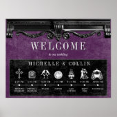 Gothic Black & Paarse Orde van Evenementen Wedding Poster (Voorkant)