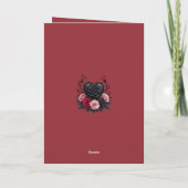 Gothic Black Petals and Spider Web Dark Valentine Kaart (Achterkant)