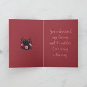 Gothic Black Petals and Spider Web Dark Valentine Kaart (Binnen)