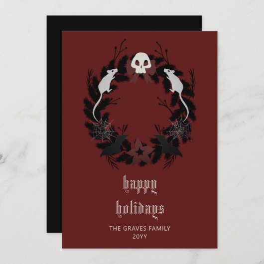 Gothic Black Prettige feestdagen Kaart (Voorkant / Achterkant)