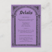 Gothic Black Purple Medieval Until Death Wedding Informatiekaartje (Voorkant)