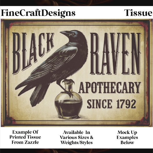 Gothic Black Raven Apotheek Bord FP9T Decoupage Tissuepapier