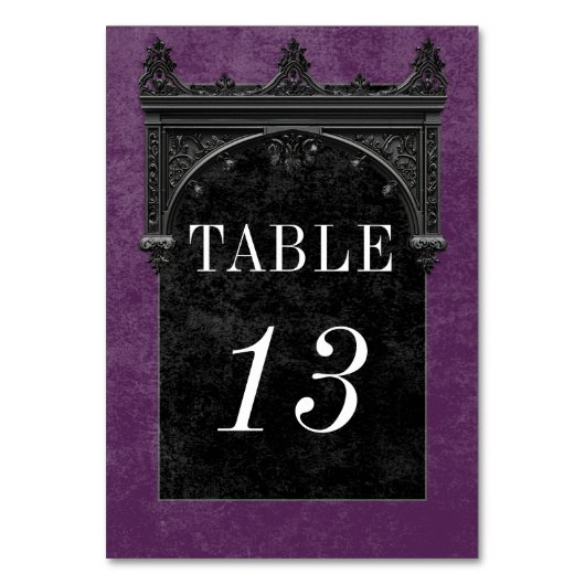 Gothic Black Raven & Black Arch Paarse bruiloft Kaart (Voorkant)