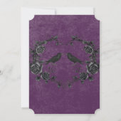 Gothic Black Raven & Black Roses Paarse Bruiloft Kaart (Achterkant)