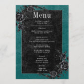 Gothic Black Raven & Black Rozen Blauwgroen bruilo Menu (Voorkant)