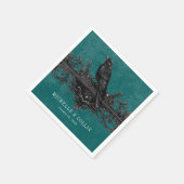 Gothic Black Raven & Black Rozen Blauwgroen bruilo Servet (Hoek)
