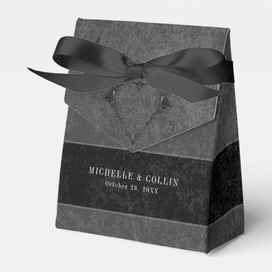 Gothic Black Raven & Black Rozen Bruiloft Bedankdoosjes (Voorkant Zijde)