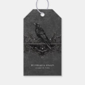 Gothic Black Raven & Black Rozen Bruiloft Cadeaulabel (Voorkant)