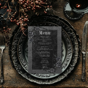 Gothic Black Raven & Black Rozen Bruiloft Menu