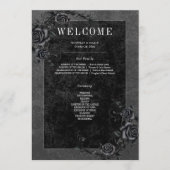 Gothic Black Raven & Black Rozen Bruiloft Programmakaart (Voorkant)