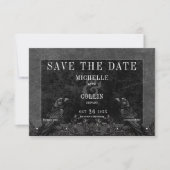 Gothic Black Raven & Black Rozen Bruiloft Save The Date (Voorkant)