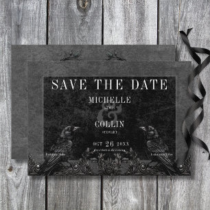 Gothic Black Raven & Black Rozen Bruiloft Save The Date