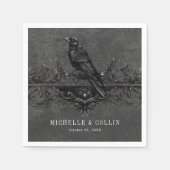 Gothic Black Raven & Black Rozen Bruiloft Servet (Voorkant)