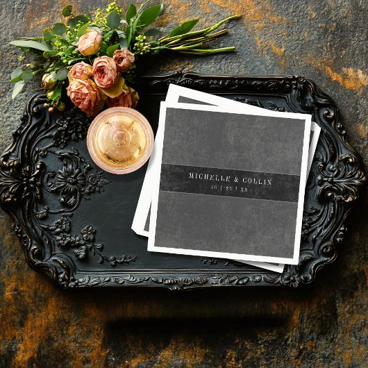 Gothic Black Raven & Black Rozen Bruiloft Servet