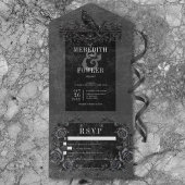 Gothic Black Raven & Black Rozen Details Geen dine All In One Uitnodiging