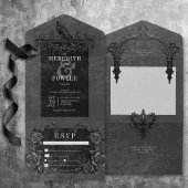 Gothic Black Raven & Black Rozen Diner All In One Uitnodiging