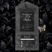 Gothic Black Raven & Black Rozen Diner All In One Uitnodiging