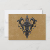 Gothic Black Raven & Black Rozen Gold QR-code RSVP Kaartje (Achterkant)