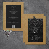 Gothic Black Raven & Black Rozen Gold Tweezijdig Kaart