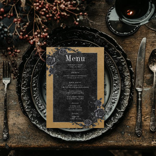 Gothic Black Raven & Black Rozen Gouden bruiloft Menu