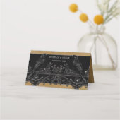 Gothic Black Raven & Black Rozen Gouden bruiloft Plaatskaartje (Achterkant)