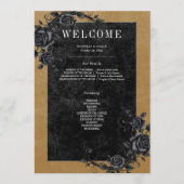 Gothic Black Raven & Black Rozen Gouden bruiloft Programmakaart (Voorkant)