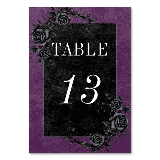 Gothic Black Raven & Black Rozen Paarse bruiloft Kaart (Achterkant)