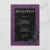 Gothic Black Raven & Black Rozen Paarse receptie Informatiekaartje (Voorkant)